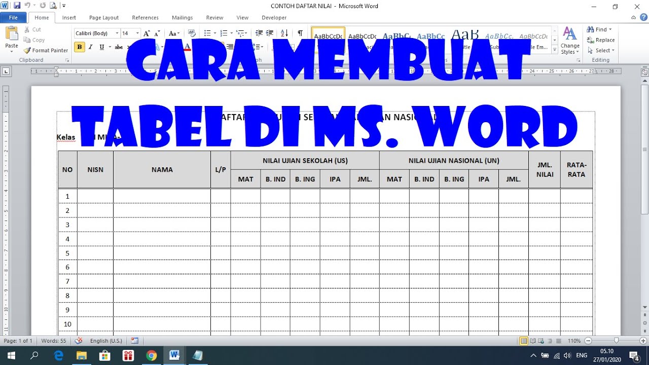 Panduan Lengkap Cara Mudah Membuat Tabel di Word - LKomBis