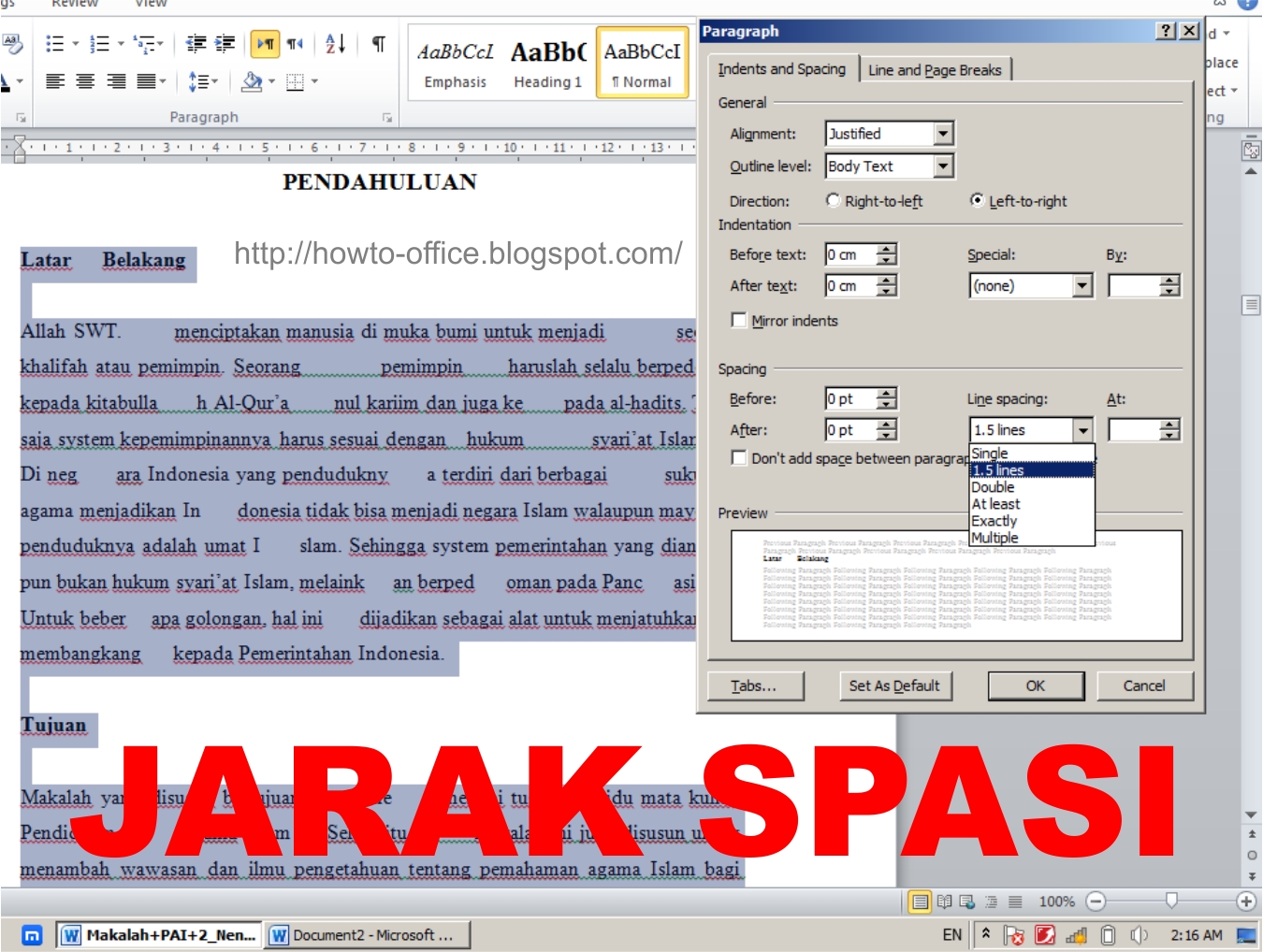 Atur Spasi di Word Panduan Lengkap - LKomBis